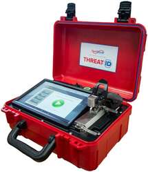 Portable FTIR spectrometer to detect unknown solids and liquids. Usable in the laboratory or specifically for site fire departments that normally rely on laboratory professionals.