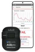 Mobiler Asbest-Scanner ASBpro mit Ergebnis einer asbesthaltigen Messung